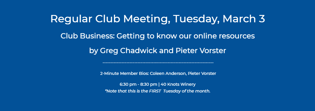 General Meeting: Tuesday, March 3
